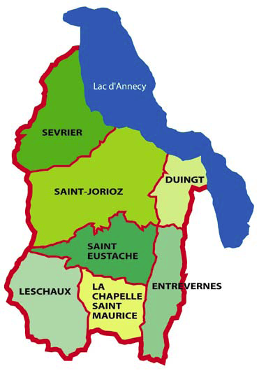 Les 7 communes de la Communauté de Communes de la Rive Gauche du Lac d’Annecy 